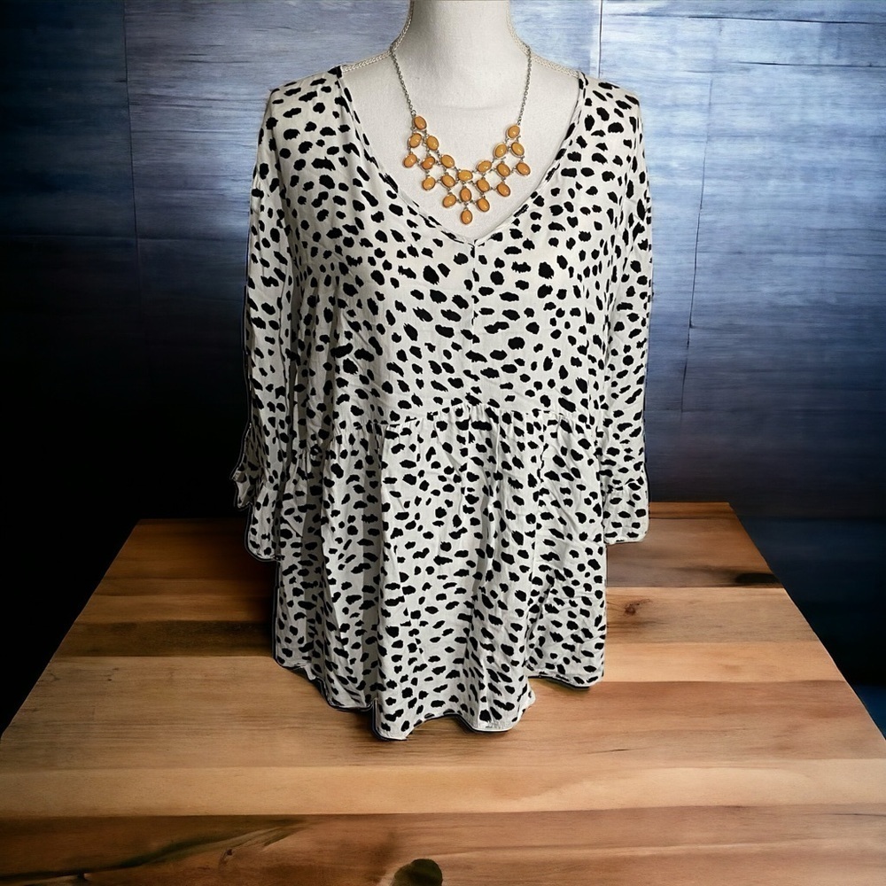 Agnes Orinda‎ Animal Print Tiered Peplum Top
